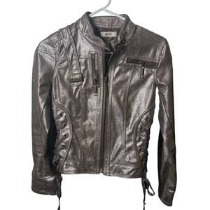 Hendi Brown Speckled Biker Lace Up Jacket Size Small
